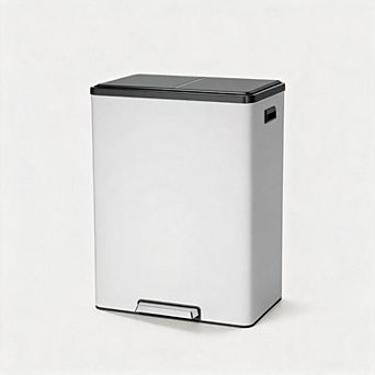 16 Gallon/60 L Dual Compartment Stainless Steel Trash Can with Double Removable Inner Bucket