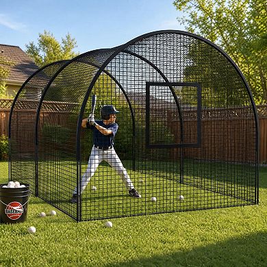 22FT Baseball Batting Cage with Frame & Net Heavy Duty Practice Hitting Pitching Golf Training