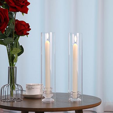 10Pcs Open Ended Clear Glass Hurricane Candle Holder