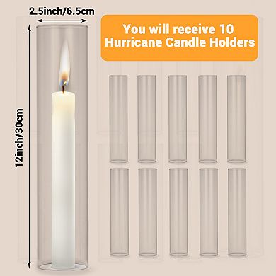 10Pcs Open Ended Clear Glass Hurricane Candle Holder