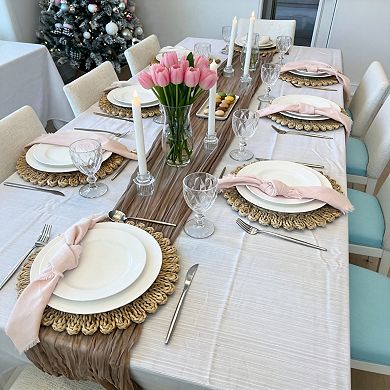 Farmhouse Boho Corn Husk Woven Round Placemats 6Pcs