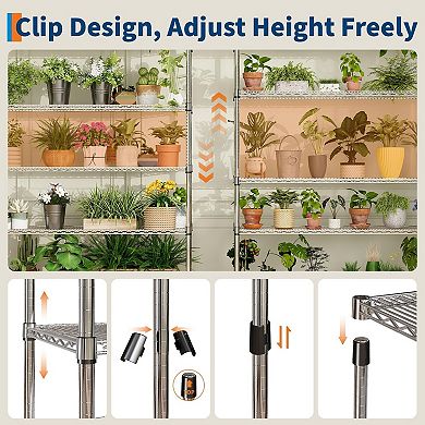 6-Tier Rolling Wire Shelving Unit 47.2x17.7x70.9 In Adjustable Heavy Duty Chrome Storage Rack