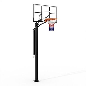 In-Ground Basketball Hoop 55'' Shatterproof Backboard 7.5-10FT Adjustable Height Outdoor Goal