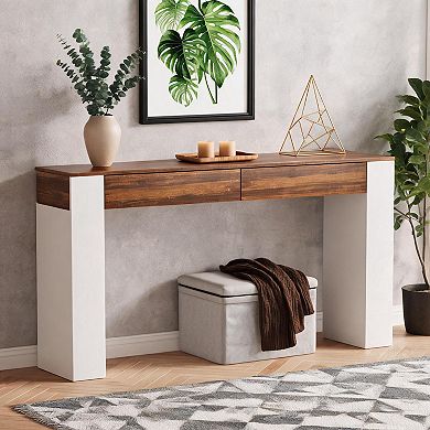 Entryway Table with 2 Drawers, Slim Console Table for Hallway Behind Couch, Narrow Sofa Table