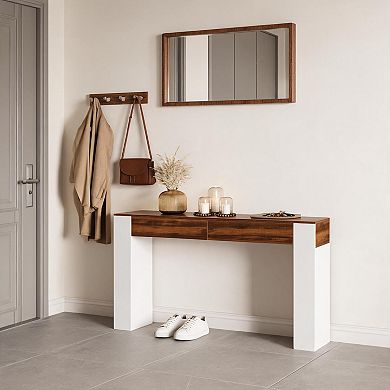 Entryway Table with 2 Drawers, Slim Console Table for Hallway Behind Couch, Narrow Sofa Table