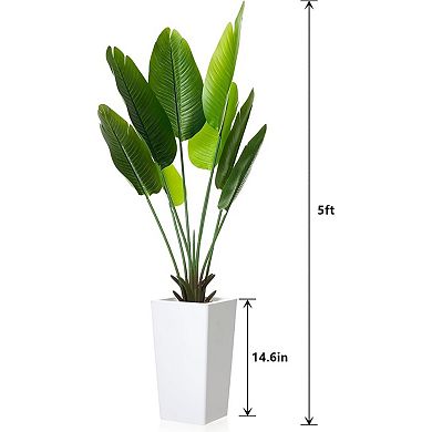 Artificial Banana Tree, Fake Potted Tropical Tree, Decorative Evergreen Tropical Plant