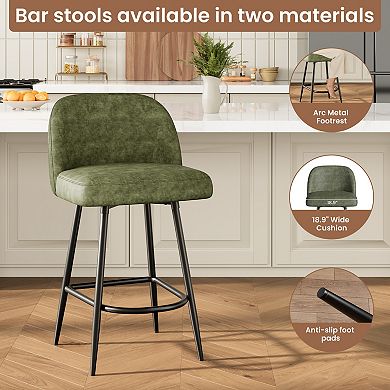 Modern Counter Stools, Faux Leather Kitchen Island Chairs with Upholstered Backrest for Dining Room