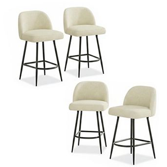 Modern Counter Stools, Faux Leather Kitchen Island Chairs with Upholstered Backrest for Dining Room