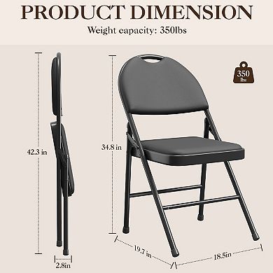 Set of 4 Folding Chairs with High Backrest, Padded PU Cushion for Home & Event Seating