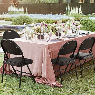 Set of 4 Folding Chairs with High Backrest, Padded PU Cushion for Home & Event Seating