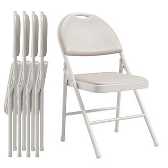Set of 4 Folding Chairs with High Backrest, Padded PU Cushion for Home & Event Seating