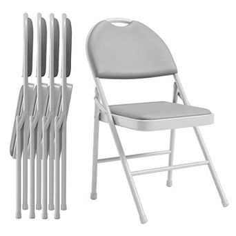 Set of 4 Folding Chairs with High Backrest, Padded PU Cushion for Home & Event Seating