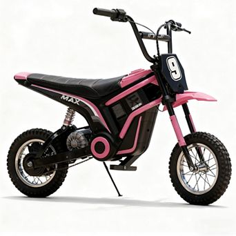 24V Electric Off-Road Dirt Bike, 350W Motocross Motorcycle for 8-12, 3 Adjustable Speeds, Pink