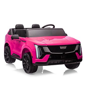24V Licensed Cadillac Ride on Truck Car for Kids, 2 Seater Electric Vehiclefor Boys Girls, Pink