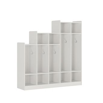 5-Section Classroom Coat Locker with 9 Cubbies, Step-Down Kids Cubby Storage Organizer