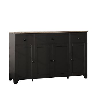 Sideboard Buffet Cabinet with Storage, Coffee Bar Cabinet, 3 Drawers and 4 Minimalist Doors