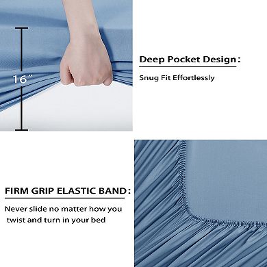 Rayon from Cooling Sheet Set. Soft Comfort Deep Pocket Bed Sheet Set with Pillowcases