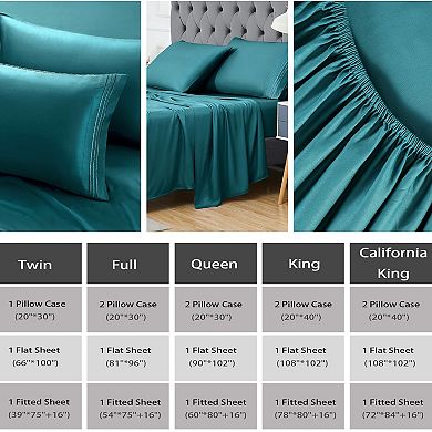 Rayon from Cooling Sheet Set. Soft Comfort Deep Pocket Bed Sheet Set with Pillowcases