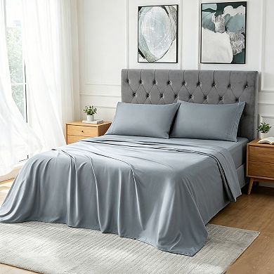 Rayon from Cooling Sheet Set. Soft Comfort Deep Pocket Bed Sheet Set with Pillowcases