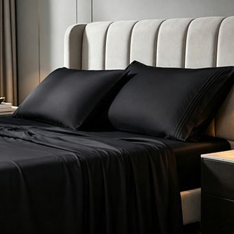 Rayon from Cooling Sheet Set. Soft Comfort Deep Pocket Bed Sheet Set with Pillowcases