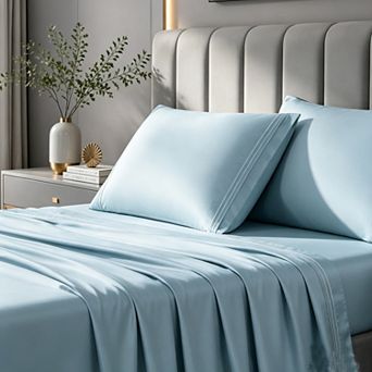 Rayon from Cooling Sheet Set. Soft Comfort Deep Pocket Bed Sheet Set with Pillowcases