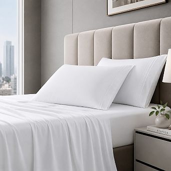 Rayon from Cooling Sheet Set. Soft Comfort Deep Pocket Bed Sheet Set with Pillowcases