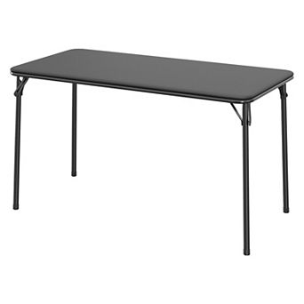Modern Rectangular Folding Table for Indoor Outdoor, PU Leather Tabletop, Metal Legs Support