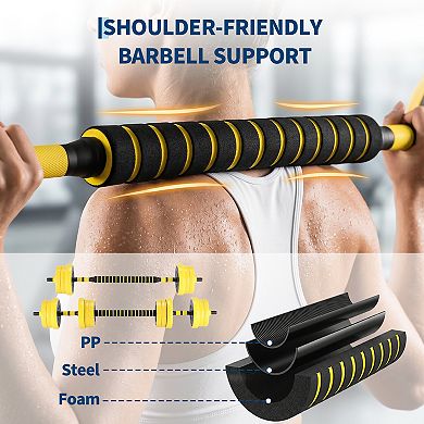 44 LB 4-in-1 Dumbbell & Barbell Set Adjustable Kettlebell & Pull-Up Stand Included