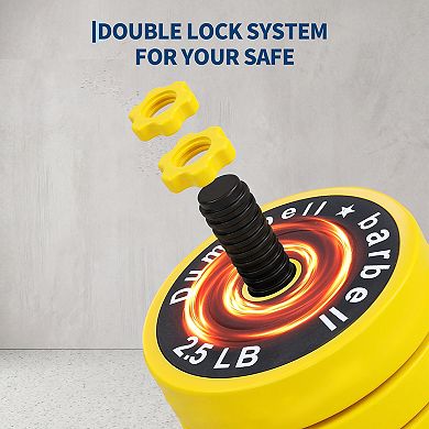 44 LB 4-in-1 Dumbbell & Barbell Set Adjustable Kettlebell & Pull-Up Stand Included