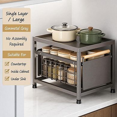 No-Install Sink Pull-Out Storage Rack Under Sink Organizer with Smooth Sliding Drawers