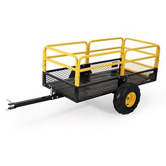 1600Lb Tow Behind Dump Cart22 Cu.Ft Heavy Duty Utility Trailer with Removable Side&All Terrain Tire