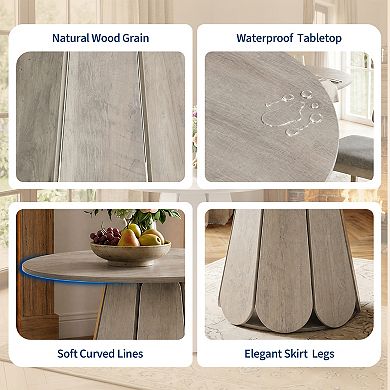 31.5" Round Dining Table, Small Circle Kitchen Table for 2-4 People, Modern Farmhouse