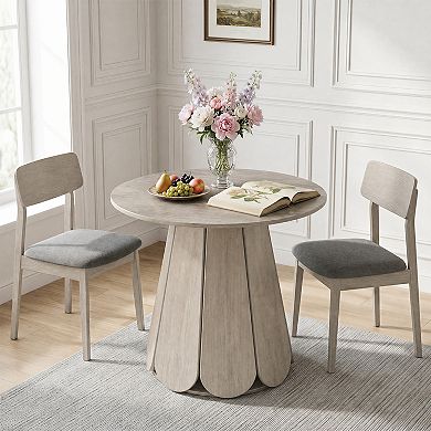 31.5" Round Dining Table, Small Circle Kitchen Table for 2-4 People, Modern Farmhouse
