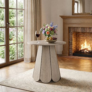 31.5" Round Dining Table, Small Circle Kitchen Table for 2-4 People, Modern Farmhouse