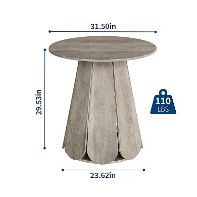 31.5" Round Dining Table, Small Circle Kitchen Table for 2-4 People, Modern Farmhouse