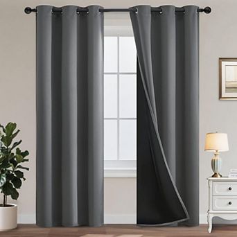 2 Panels Blackout Curtains Grommet Bedroom Living Room Thermal Insulated