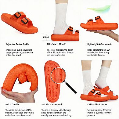 Sandals Double Buckle Adjustable Slides EVA Flat Unisex