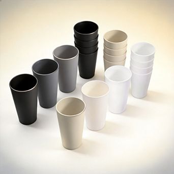 24 Unbreakable Plastic Cups 20 Oz Reusable Stackable Dishwasher Safe