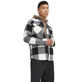 Jack And Jones Mens Buffalo Check Flannel Long-Sleeved Overshirt