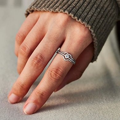 Heart Shape Engagement Ring Synthetic Gemstone Promise Ring