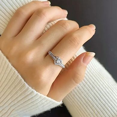 Heart Shape Engagement Ring Synthetic Gemstone Promise Ring