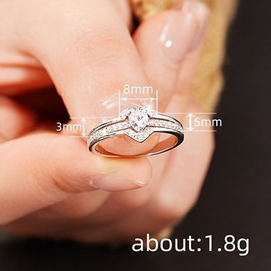 Heart Shape Engagement Ring Synthetic Gemstone Promise Ring