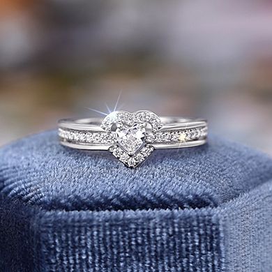 Heart Shape Engagement Ring Synthetic Gemstone Promise Ring