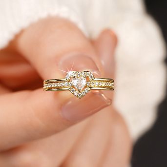 Heart Shape Engagement Ring Synthetic Gemstone Promise Ring