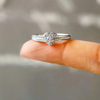 Heart Shape Engagement Ring Synthetic Gemstone Promise Ring