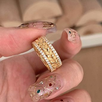 Full-Circle Wheat Ear Micro Pave CZ Ring for Women