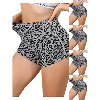 5 Packs Women's High Waisted Leopard Print Biker Shorts Tummy Control Fitness Workout Gym Shapewear