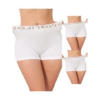 3 Packs Women's High Waisted Boyshorts Seamless Ribbed Letter Waistband Tummy Control Panties