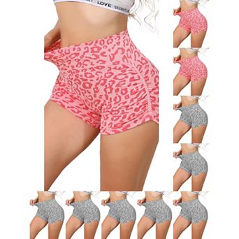 10 Packs Women's High Waisted Leopard Print Biker Shorts Tummy Control Fitness Workout Gym Shapewear