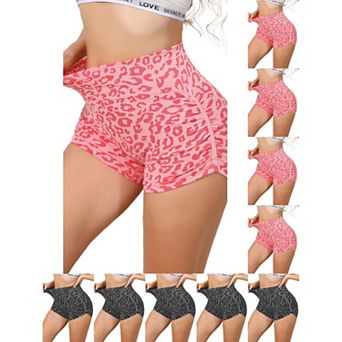 10 Packs Women's High Waisted Leopard Print Biker Shorts Tummy Control Fitness Workout Gym Shapewear
